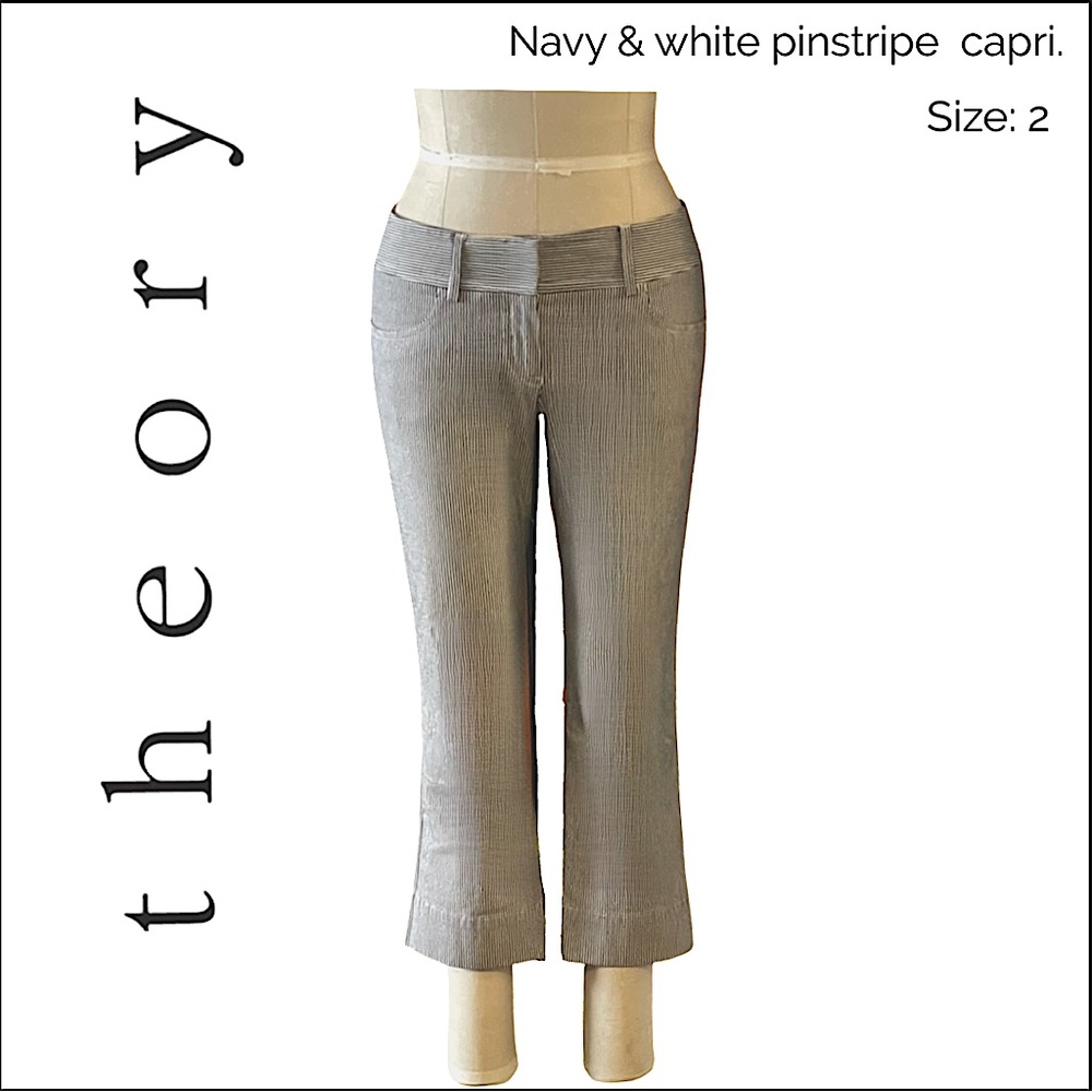 OR BEST OFFER! Must Go! THEORY Capri Pants. Navy & White Pin Stripes, Sz: 2.